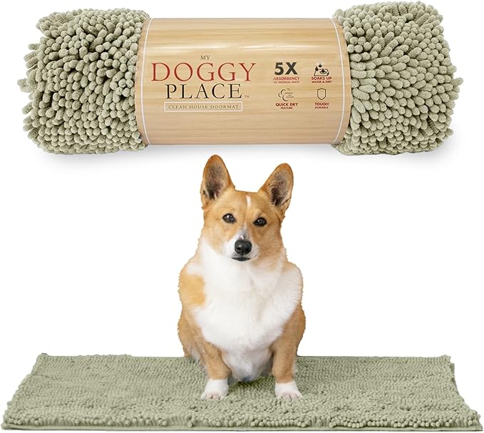 My Doggy Place Dog Mud Mat, 31" x 20" Oatmeal – Thick Microfiber Entry Rug for Snow, Mud & Salt – Absorbent, Quick-Dry, Washer-Safe & Non-Slip, Medium