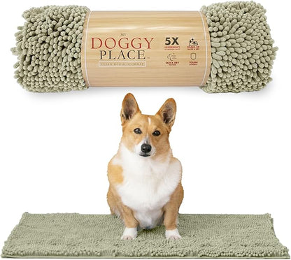 My Doggy Place Dog Mud Mat, 31" x 20" Oatmeal – Thick Microfiber Entry Rug for Snow, Mud & Salt – Absorbent, Quick-Dry, Washer-Safe & Non-Slip, Medium