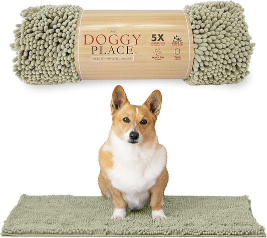 My Doggy Place Dog Mud Mat, 31" x 20" Oatmeal – Thick Microfiber Entry Rug for Snow, Mud & Salt – Absorbent, Quick-Dry, Washer-Safe & Non-Slip, Medium
