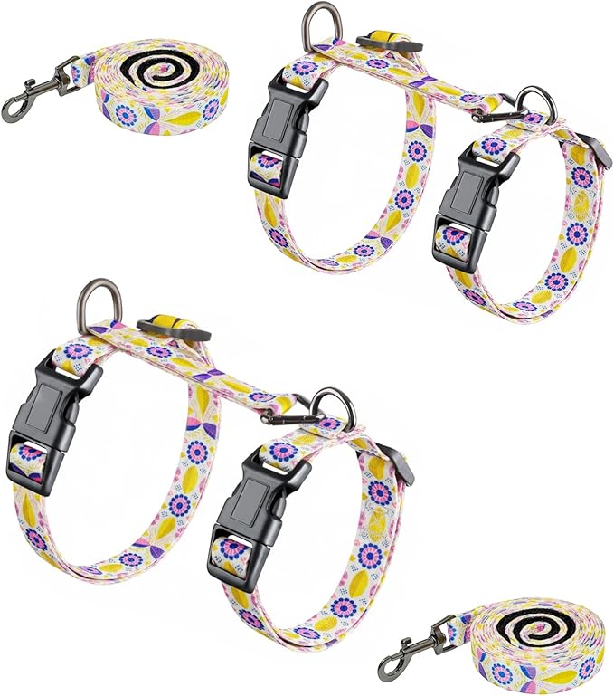 Halypet 2-Pack Cat Harness and Leash Set, Escape Proof 3-in-1 Adjustable Harness for Cats, Soft Lightweight, Easy On & Control for Walking, Travel & Outdoor Use, Pastel Floral, Medium