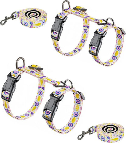 Halypet 2-Pack Cat Harness and Leash Set, Escape Proof 3-in-1 Adjustable Harness for Cats, Soft Lightweight, Easy On & Control for Walking, Travel & Outdoor Use, Pastel Floral, Medium