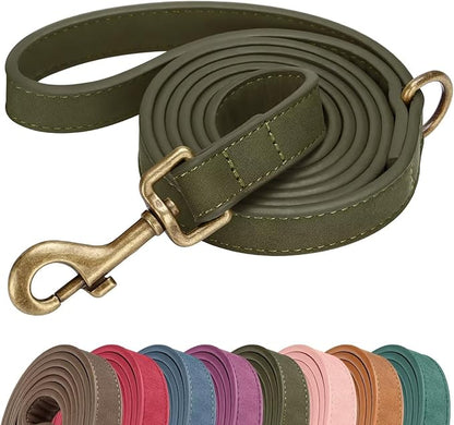 Didog Stylish PU Leather Dog Leash for Medium Dogs, Easy to Clean 5ft Dog Leashes for Large Dogs, Fashionable and Elegant for Walking, Running and Training,Dark Green, M