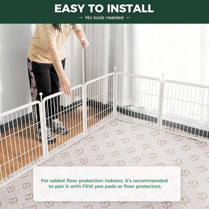 FXW Rollick Unleashed Dog Playpen for Indoor, Yard, RV Camping, 24 inch 32 Panels for Small and Puppy Dogs, White│Patented