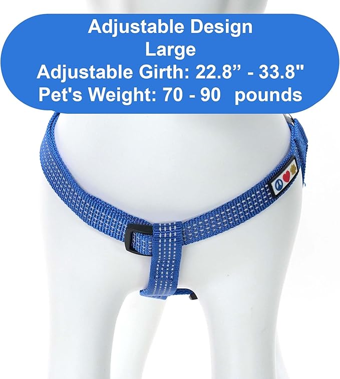 Pawtitas Reflective Step-in Dog Harness – Adjustable No-Pull Vest for Puppies to Seniors, Safe & Comfortable, L Blue