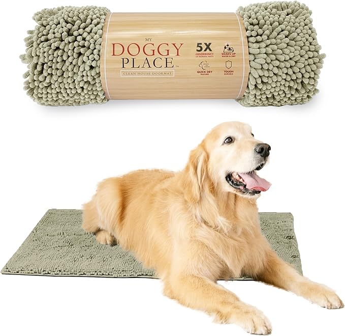 My Doggy Place Dog Mud Mat, 36" x 26" Oatmeal – Thick Microfiber Entry Rug for Snow, Mud & Salt – Absorbent, Quick-Dry, Washer-Safe & Non-Slip, Large