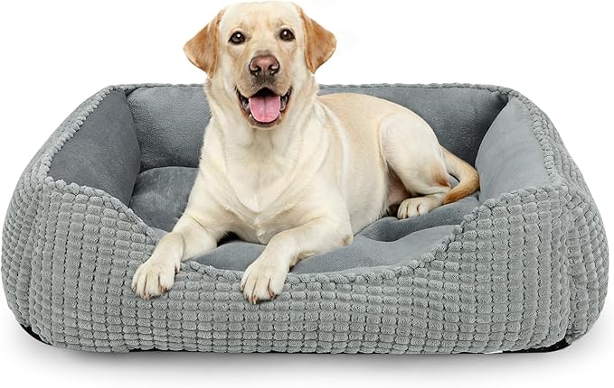 MIXJOY X-Large Dog Bed for Large, Medium, Small Dogs - Rectangle, Washable, Orthopedic, Soft Calming Sleeping Puppy Bed - Durable Pet Cuddler with Anti-Slip Bottom - XL (35"x25"x9")