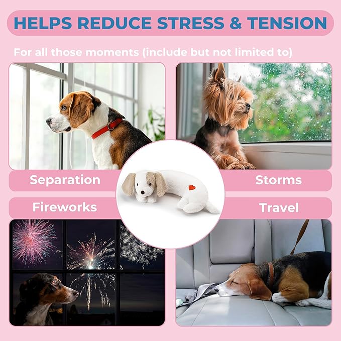 Moropaky Heartbeat Puppy Toy for Dogs, Heartbeat Stuffed Animal for Anxiety Relief Calming Aid, Heartbeat Stuffed Toy for Behavioral Aid Crate Kennel Training, Puppy Essentials White