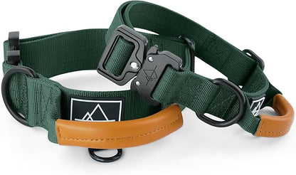 Made to ROAM Premium Explorer Control Collar - Adjustable Heavy Duty Nylon Dog Collar with Quick-Release Metal Buckle and Handle (Maine Marina, Control Size 5)