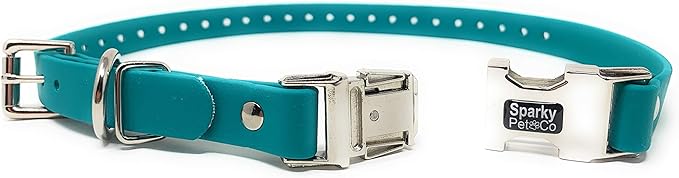 Sparky Pet Co - Apollo ECollar Replacement Strap - Dog Collar - Waterproof Biothane - Adjustable - Double Buckle - Quick Snap Metal Clasp - for Invisible Fence Systems - 3/4" x 28" (Teal)