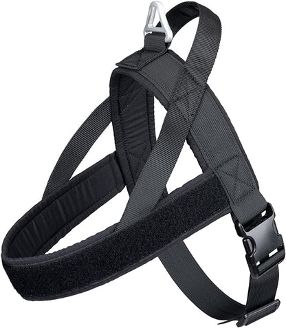 EXCELLENT ELITE SPANKER No Pull Dog Harness Padded Military Patrol Vest Adjustable Nylon Small Service Walking Dog Harness with Handle for Training Running(BLK-M)