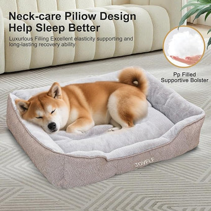 JOYELF Rectangle Dog Bed Calming Cat Bed Sofa, Cute Fluffy Pet Couch Bed for Medium Dogs and Cats - Medium(Upgraded Version)