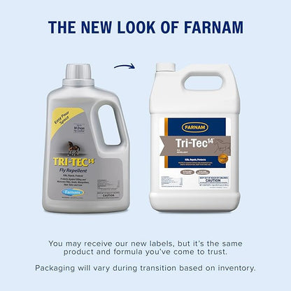 Farnam Tri-Tec 14 Fly Spray for Horses – Long-Lasting Insect Repellent Kills and Repels Flies, Gnats, Ticks & Mosquitoes, Conditions Coat – Up to 14 Days Protection – 128 oz