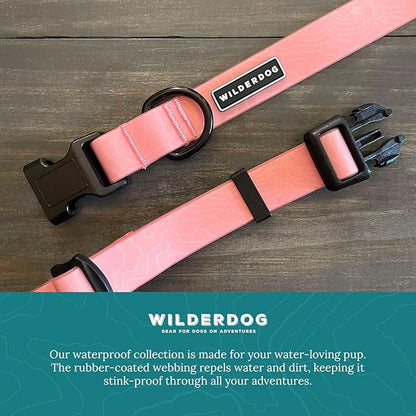 Wilderdog Waterproof Dog Collar - Repels Water & Dirt - Medium 13"-18" - Guava