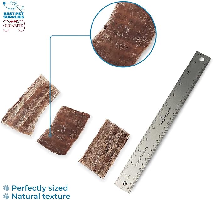 GigaBite Single Ingredient All Natural Free Range Bully Treats and Chews - Bully Sticks/Bladder Sticks/Beef Esophagus by Best Pet Supplies - Esophagus Strips Taffy, 1 Pound