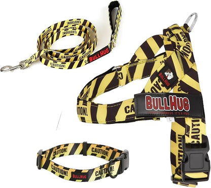 BULLHUG Adjustable Dog Harness– No Pull, No Choke – for English Bulldogs, French Bulldogs, Pugs & Broad-Chested Breeds – Easy, Safe Walks (Black Floral, Large)