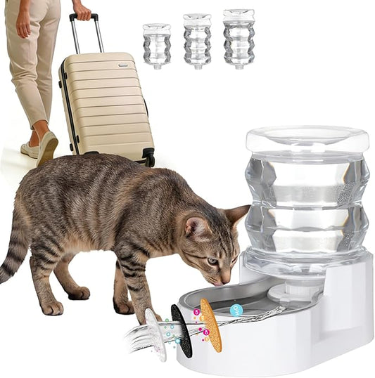 RIZZARI Pet Water Bowl Dispenser: 4L Large Capacity Automatic Stainless Steel Gravity Feeder - Easy Clean -No Power Needed - with Triple Filter - for Kittens & Puppies - Pet Corner - Living Room Nook