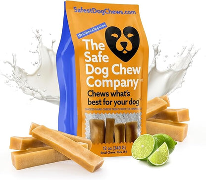 The safest All-Natural Cheese Chews - Small (Pack of 8) - NO Chunks, NO preservatives, NO Bad Smell, Great Teeth Cleaner, Super Long-Lasting, for Small Dogs