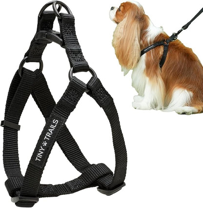 Step-in Dog Harness for Puppies and Small Breeds – Adjustable No-Pull Soft Vest, Secure, Lightweight & Comfortable Premium Nylon, Black (Small – 14"-20" Chest Girth)