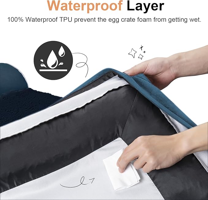 Large Dog Bed Orthopedic Washable: Beds Bolster XL Bed Big XLarge Dogs Memory Foam Sofa Couch Waterproof Removable Cover - Navy Blue