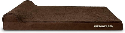 The Dog’s Bed Orthopedic Headrest Dog Bed XXL Brown Plush, Memory Foam, Pain Relief for Arthritis, Hip & Elbow Dysplasia, Post Surgery, Lameness, Waterproof Washable Cover, Veterinary Approved