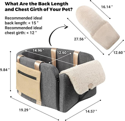 Cathpetic Large Console Dog Car Seat - Truck Dog Booster Seats for Big Console Vehicles Large Space for Dogs UP to 18lbs, Pretty Sturdy Pet Car Seat Designed for Pickup and Trucks