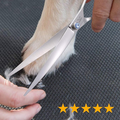 JASON 8" Curved Dog Grooming Scissors Ergonomic Pets Cats Trimming Shears with Offset Handle and a Jewelled Screw for Right Handed Groomers Long Sharp Comfortable Christmas Gift