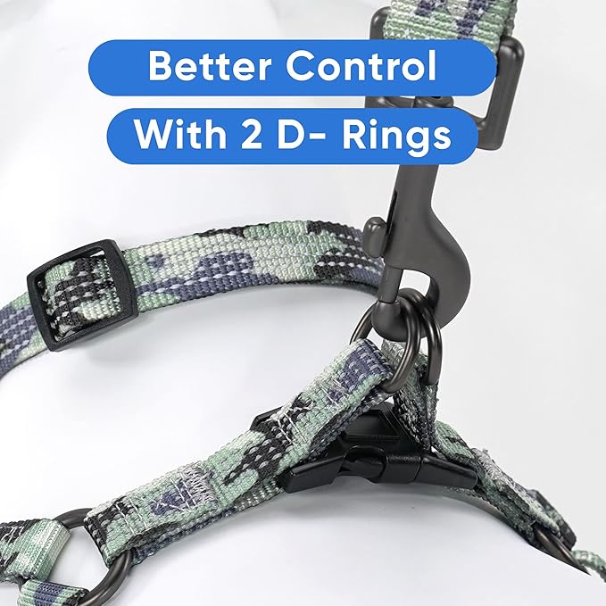Pawtitas Reflective Step-in Dog Harness – Adjustable No-Pull Vest for Puppies to Seniors, Safe & Comfortable, S Camo Grey