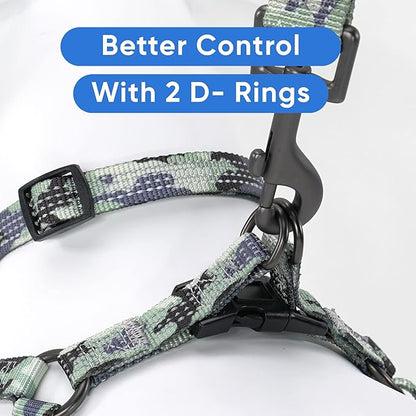 Pawtitas Reflective Step-in Dog Harness – Adjustable No-Pull Vest for Puppies to Seniors, Safe & Comfortable, S Camo Grey