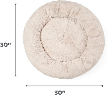 Best Friends by Sheri The Original Calming Donut Dog Bed – Washable Plush Pet Bed for Medium Breeds up to 45 lbs, Lux Faux Fur, Oyster, Medium (30" x 30")