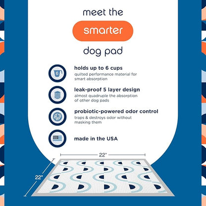Pet Life Unlimited Smart Prints Large Puppy Pads – 22" x 22", 80 Count (L) | Stylish Dog Training Pads with Odor Controlling Wetness-Activated Sweet Bluegrass Scent | USA Made