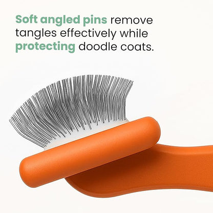 Doodle Brush for Dogs - Goldendoodle Brush with Poodle Comb and Cases Included - Goldendoodle Must Haves Grooming Tools - Designed for Doodles, Labradoodles, Bernedoodles - Medium - Orange