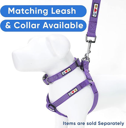Pawtitas Reflective Step-in Dog Harness – Adjustable No-Pull Vest for Puppies to Seniors, Safe & Comfortable, L Purple