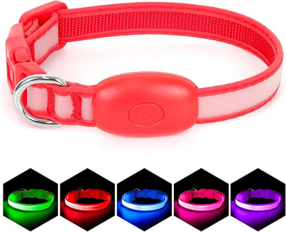 Light up Collar for Small Dog,Vizpet XS Adjustable Size Nylon Collar USB Rechargeable Bright Safety Pet Collar for Cats Small Dogs(Red, X-Small[ 8.66-11.9 inch/22cm-30cm])