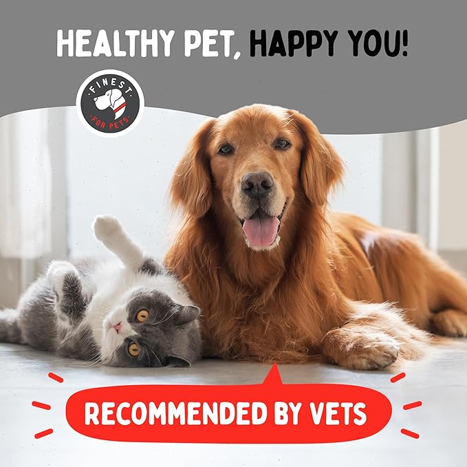 Finest For Pets Wild Alaskan Salmon Oil for Dogs & Cats - Omega 3 Fish Oil with Pollock & Salmon for Sensitive Skin & Coat Health. EPA & DHA Ease Itching, Supports Joint, Immune & Heart Health (16oz)