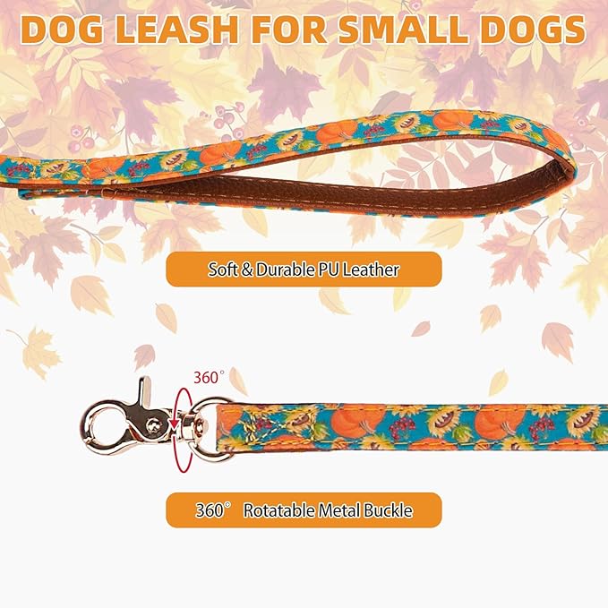 KOOLTAIL Dog Collar and Leash Set with Bow Tie & Bells for Small Dogs-Puppy Collar and Leash with Dog Bandana Collar, Soft Leather Tangle Free Leashes for Boys Girls Cats