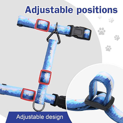 Hikiko Cat Harness and Leash Set Escape Proof Adjustable Walking Travel Soft Boy Kitten Harness for Small Medium Large Cats (Hill, S)
