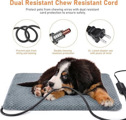 INVENHO Extra Large Pet Heating Pad, Adjustable Temperature Waterproof Dog Cat Heating Pad with Timer, Electric Pet Heated Mat