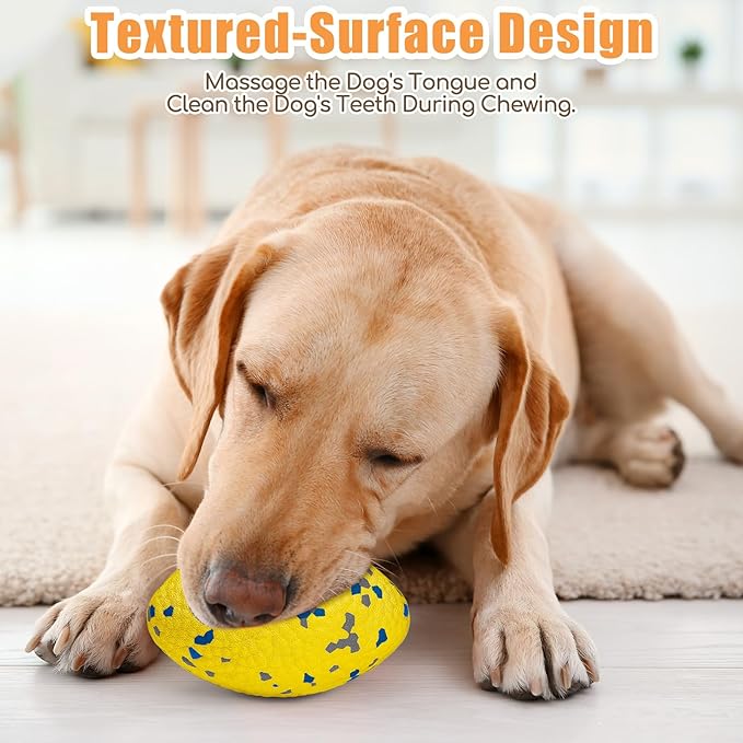 Moonorange 4.72" Indestructible Large Rugby Balls for Aggressive Chewers Durable Olive Bouncy Interactive Football Toy for Dogs Fetch Game Lightweight Floating Outdoor Training, Yellow