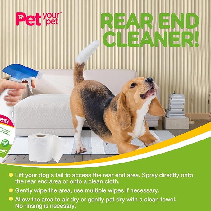 Dog Rear End Cleaner - Safe Dog Butt Spray to Keep Your Dog’s Backside Clean & Fresh - No Rinse Dog Spray Made with Natural Ingredients - Anal Cleaner Pet Supplies