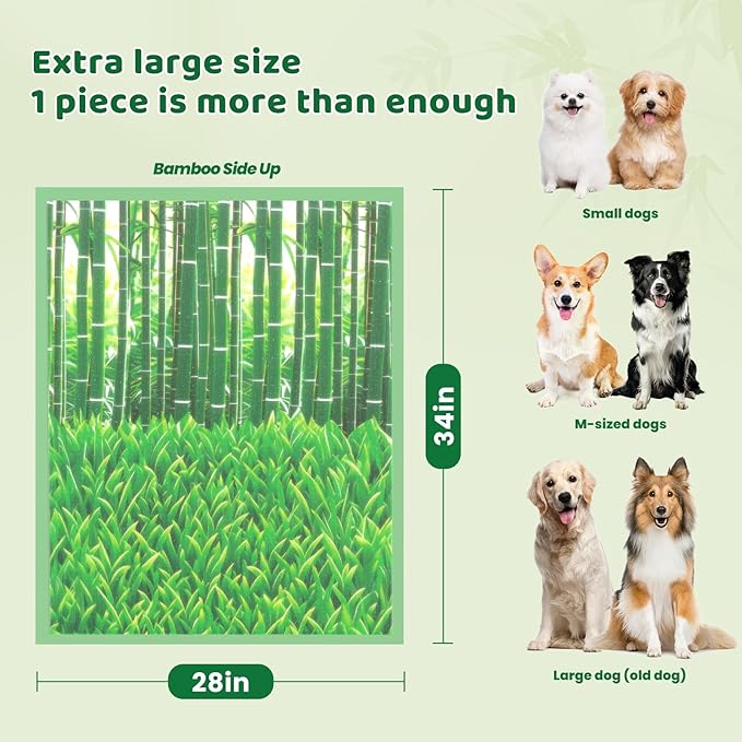 DOGGO DOUG Puppy Pads XL 30 Count - 28"x34" Extra Large Pee Pads for Dogs Odor Blocking, Leak-Proof Potty Training Pad Super Absorbent, 6-Layer Leak-Bamboo Patterns Dog Pads