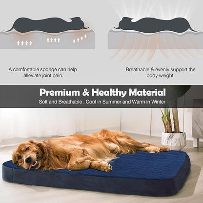 JoicyCo Dog Bed for Medium Dogs, Orthopedic Foam Dog Bed, Joint Relief Pets Sleeping Mattress, Non Slip Bottom with Washable Removable Cover, Dark Blue
