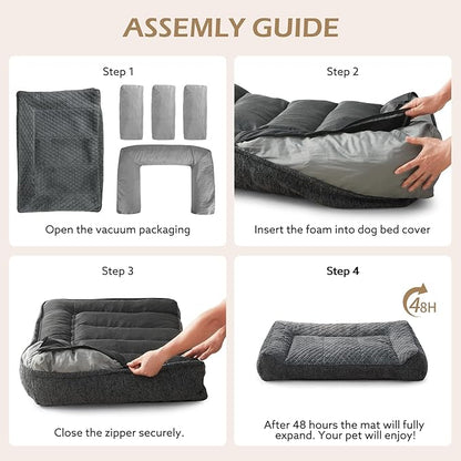 JOEJOY Orthopedic Dog Bed Medium Sized Dogs, Extra Thick Supportive Big Dog Couch Bed with Sides, Ultra Soft Pet Bed Sofa, Grey, 35''x25''