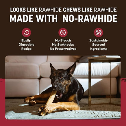 Earth Animal No Hide Chews - Long Lasting Rawhide Free Large Dog Chews Rolls, Beef - 3 Count Value Pack