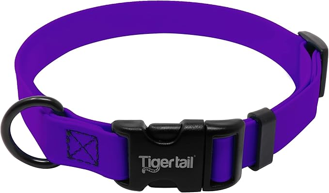 Tiger Tail Small Purple Dog Collar | Waterproof and Odor-Proof for Active Pets | Durable, Anti-Mat, and Lightweight Design | Made with Premium Coated Nylon | Suitable for Small Breed Dogs