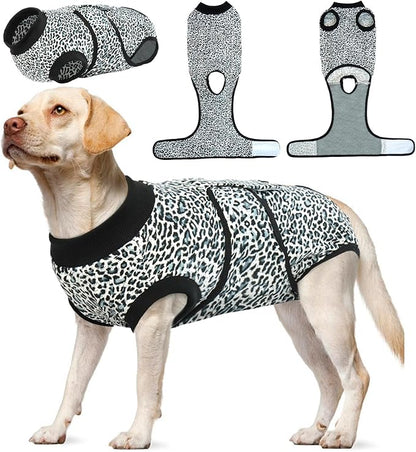 Kuoser Dog Surgery Suit, Comfy Dog Recovery Suit Female Doggie Onesie for Surgery, Post-Op Onesie for Female & Male Dogs, Soft Protective Wear, BlueLeopard XL