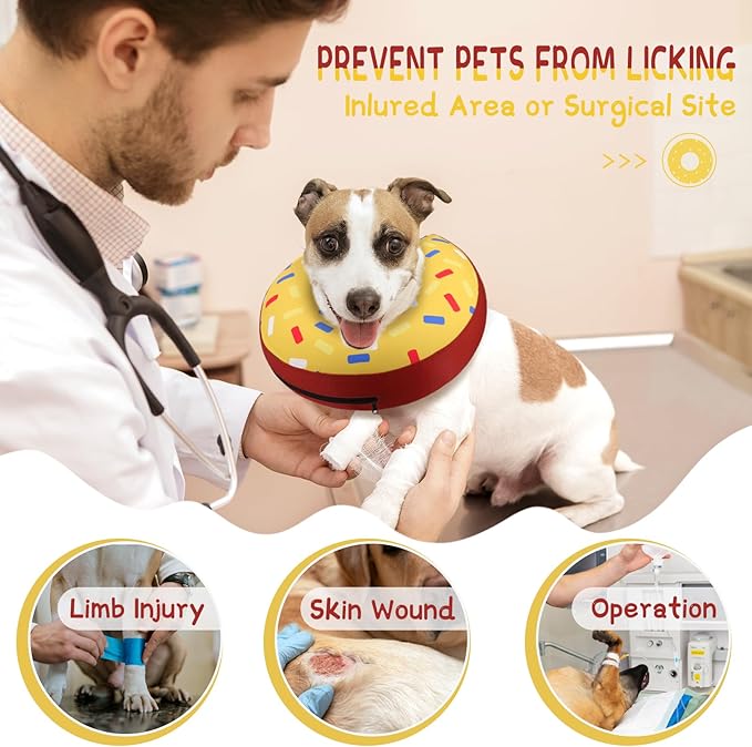 Supet Inflatable Dog Cone Collar for Small Dogs Puppies Cats, Soft Dog Cone Alternative After Surgery for Puppies Cats to Stop Licking