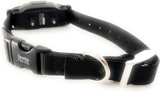 Sparky Pet Co - ECollar Replacement Strap - Double Buckle Dog Collar - Rugged Nylon - Adjustable - D Ring - Quick Release Metal Clasp - for Invisible Fence Systems - 3/4" x 24" - Black