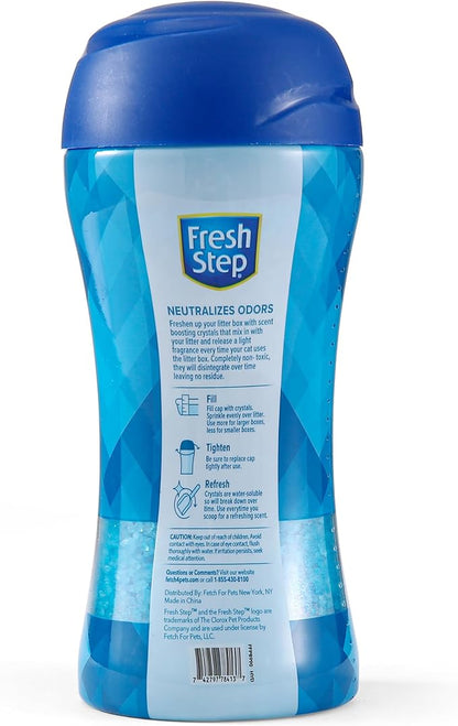 Fresh Step Cat Litter Crystals in Fresh Scent - Cat Litter Box Deodorizer - Combats Odors and Neutralizes Smells to Keep Your Home Clean, 15 Ounce - 3 Pack