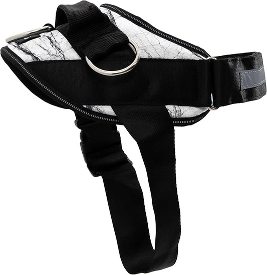 ShawnCo Essential Dog Harness, No-Pull Pet Vest with 3 Leash Clips, No Choke, Reflective, Adjustable and Padded, for Easy Walking and Training for Small, Medium and Large Dogs (White Marble, Medium)