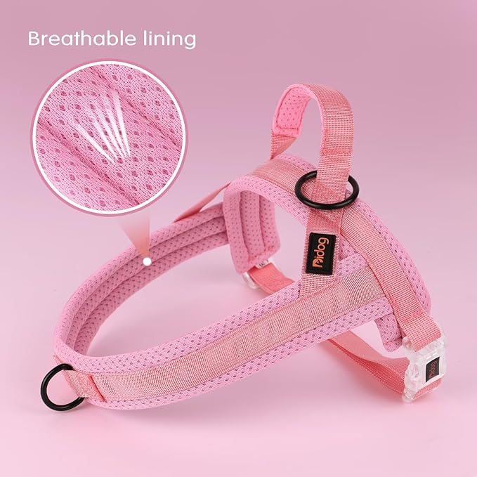 Didog No Pull Dog Harness with Breathable Mesh Padded, Quick Fit & Easy on Dog Vest Harness for Small Medium Large Dogs Training Walking(Pink,XS)